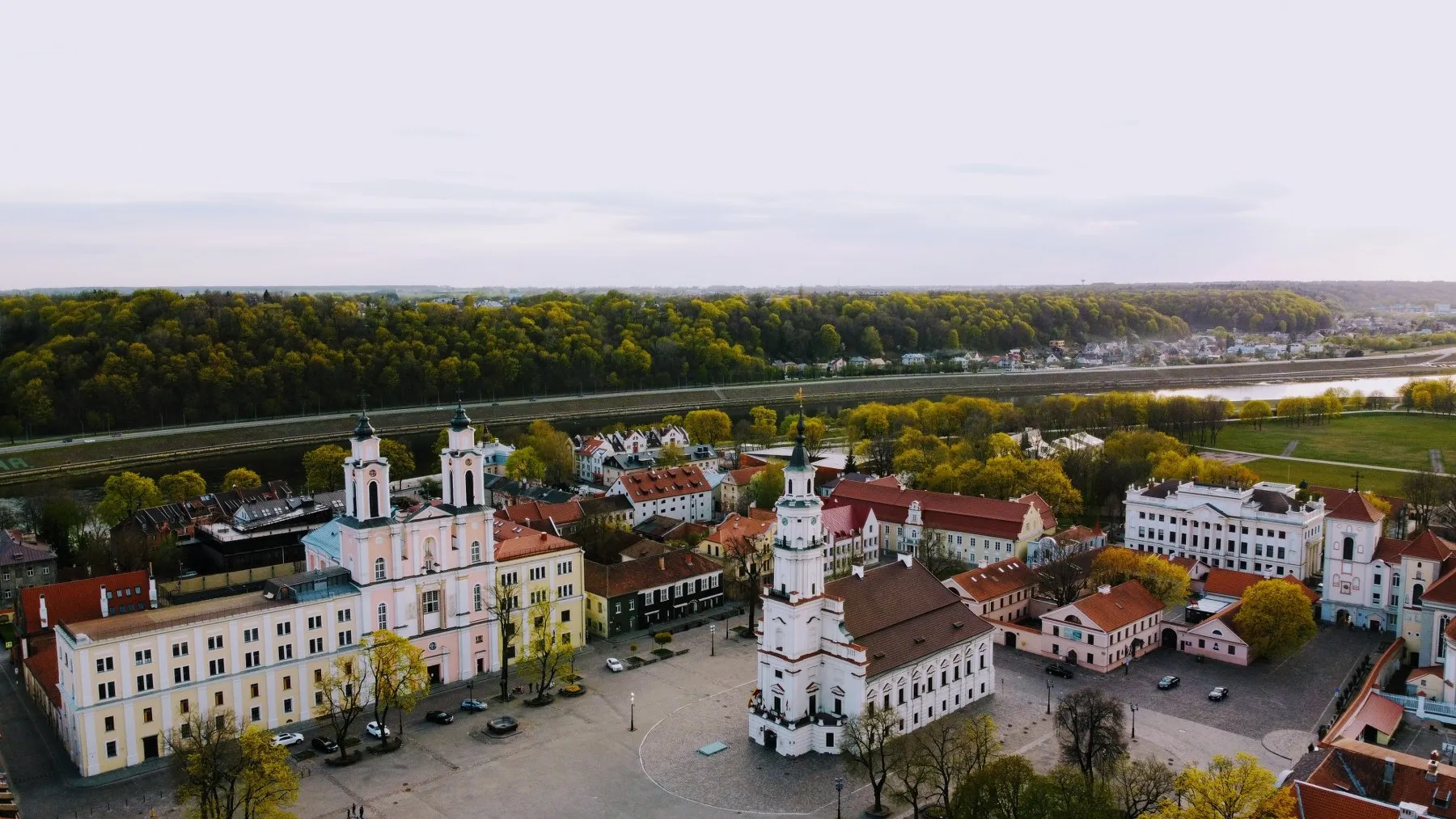 Kaunas, panorama, Rotušė, centras, pavasaris