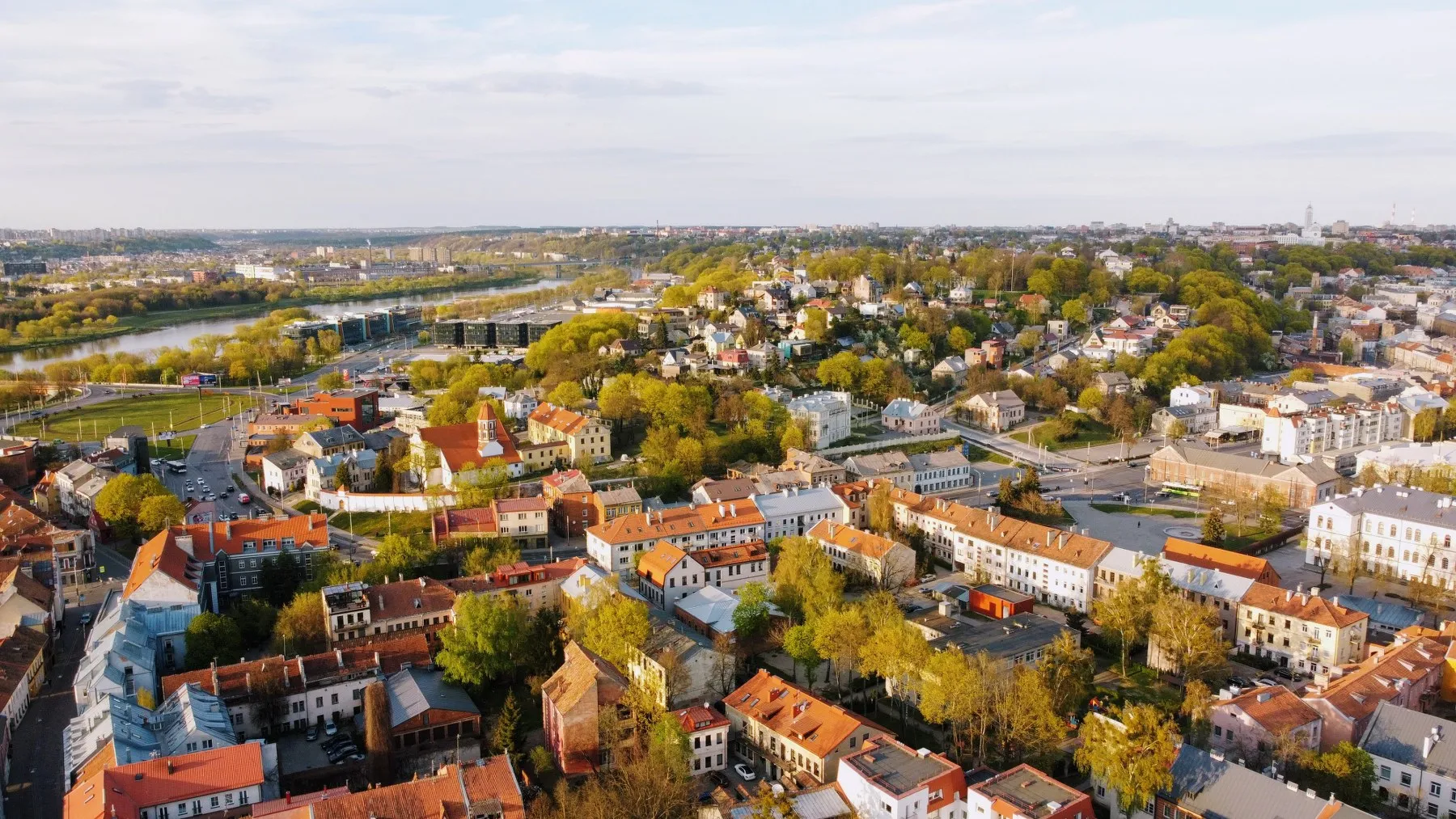 Kaunas, panorama, Rotušė, centras, pavasaris