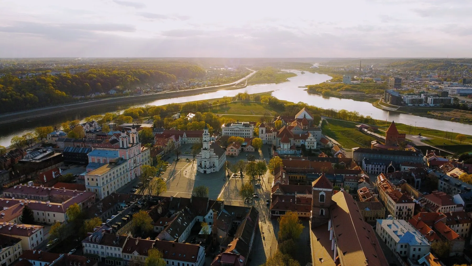 Kaunas, panorama, Rotušė, centras, pavasaris