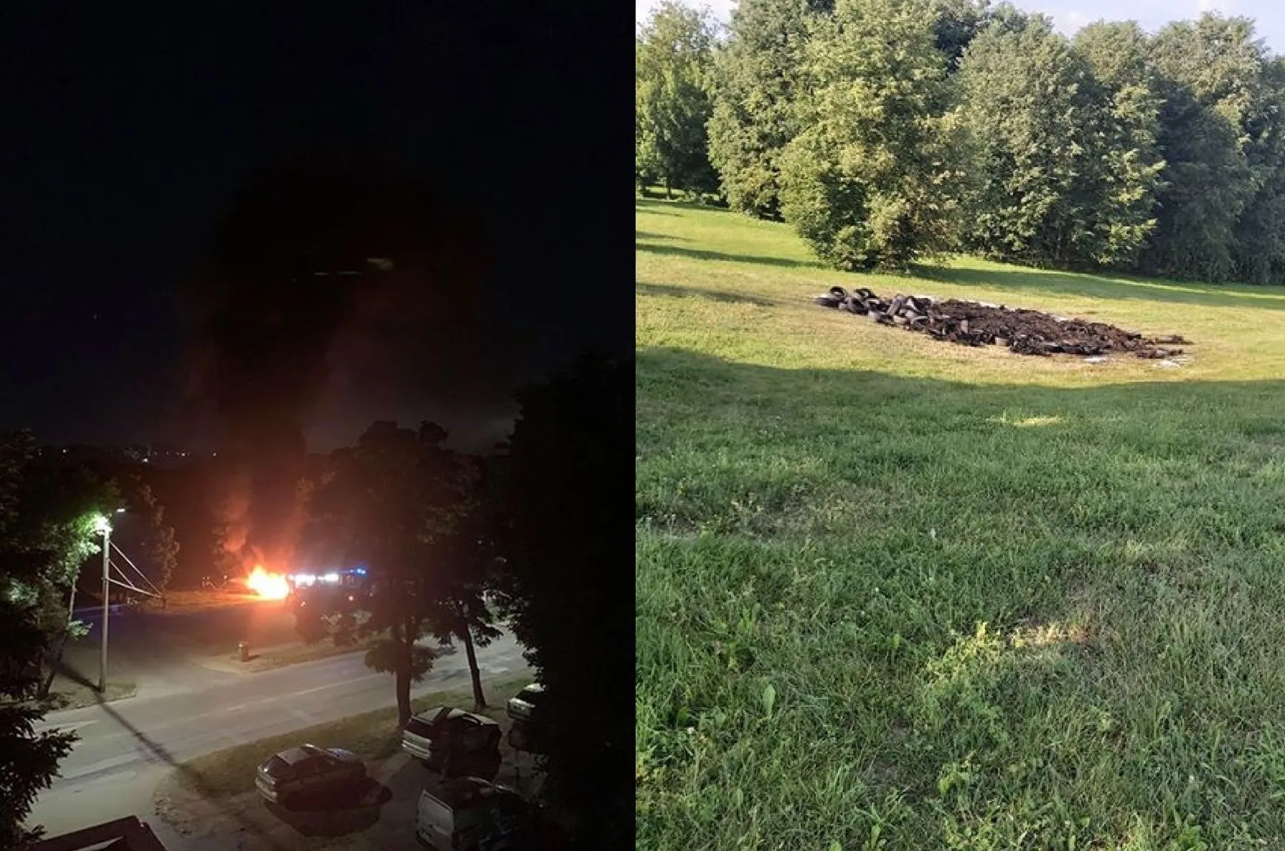 Padangų laužas Neries krntinėje