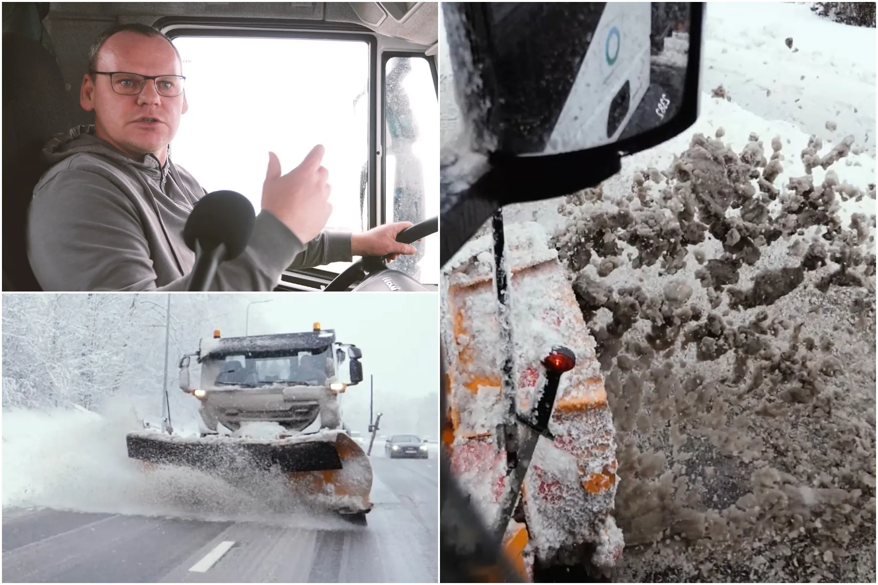 Į baltas Kauno gatve sniego valytuvu