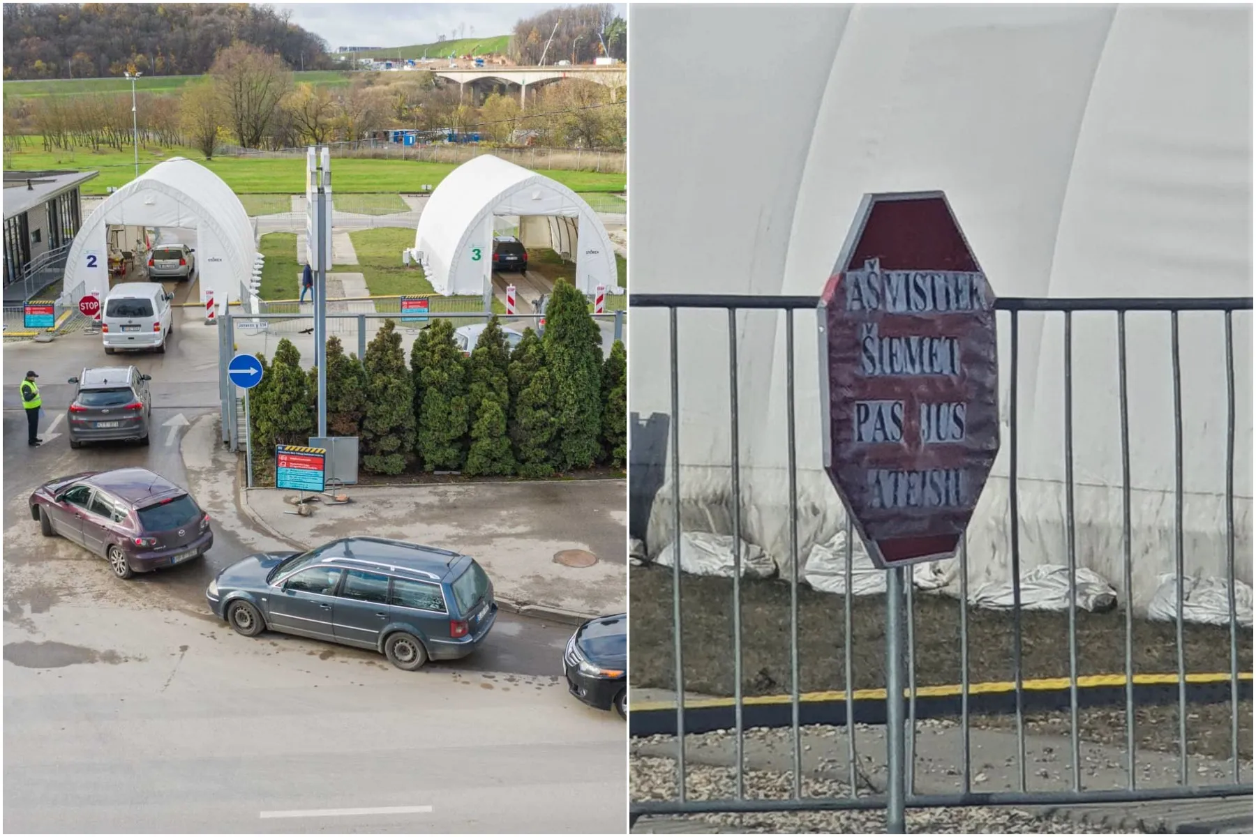 Pokštas Kauno mobiliame koronaviruso patikros punkte