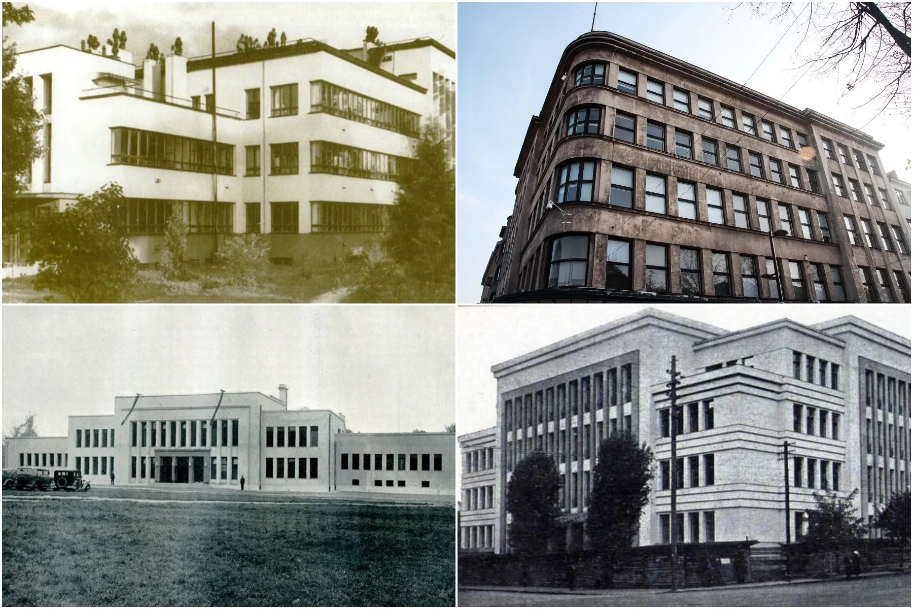 Architekto V. Landsbergio-Žemkalnio kurtų pastatų koliažas.