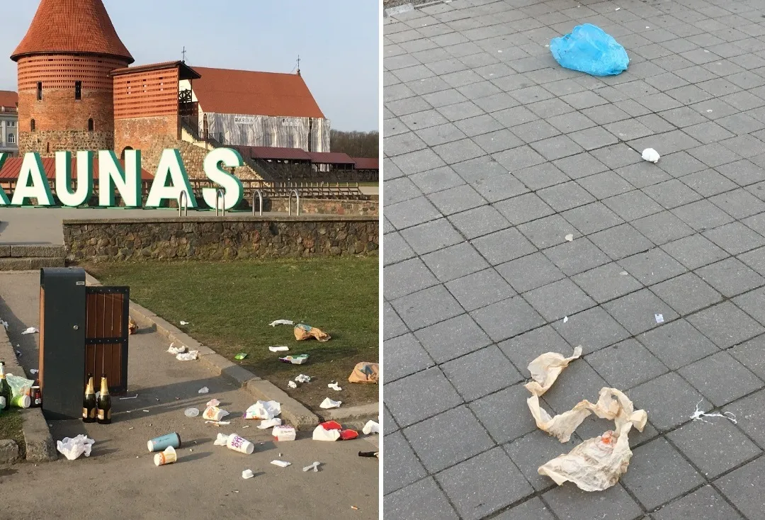 Šiukšlės prie Kauno pilies