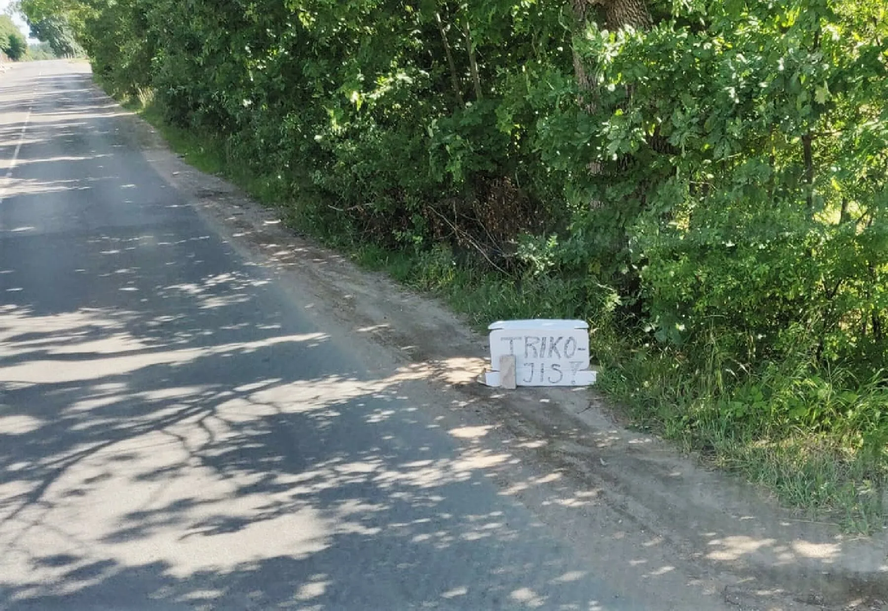 Įspėjamasis trikojo ženklas Ramučiuose