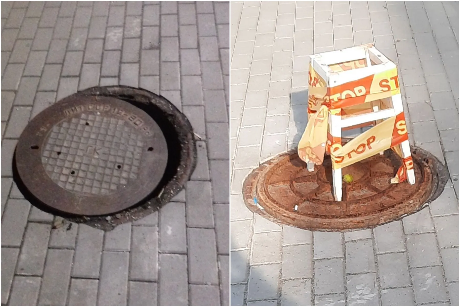 Pavojingas šulinys Taikos prospekte