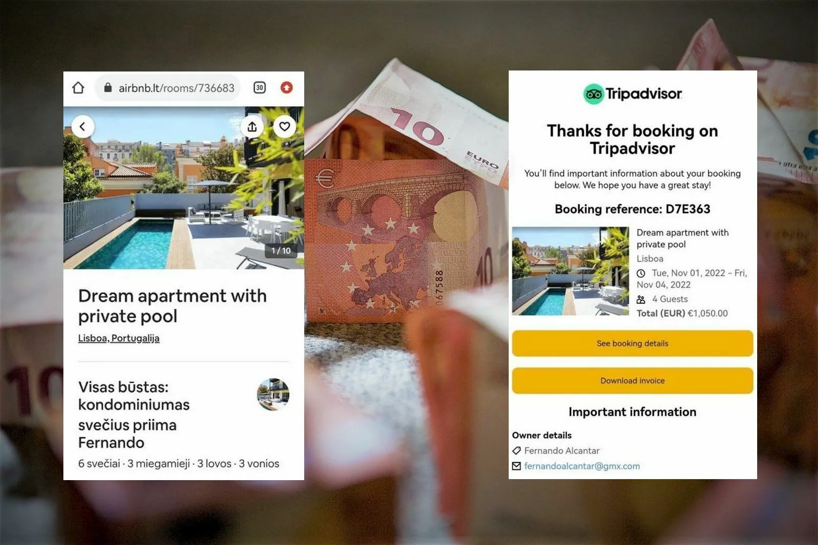 Sukčiai airbnb, tripadvisor