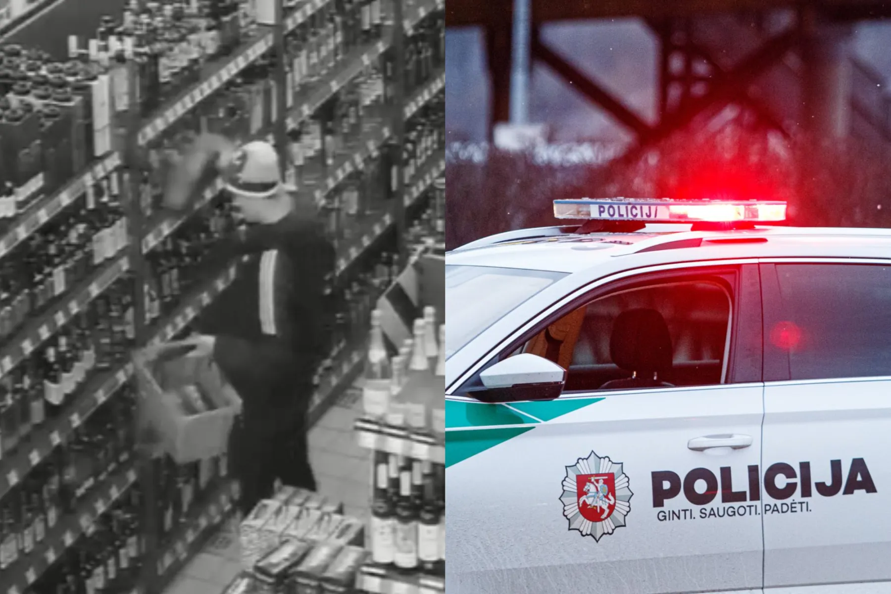 Prekybos centro vaizdo kameros užfiksavo vyrą, užsimaniusį nemokamo prancūziško konjako