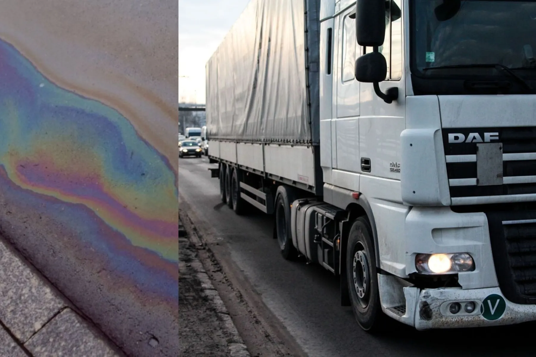 sugedus sunkvežimiui, išsiliejo tepalai