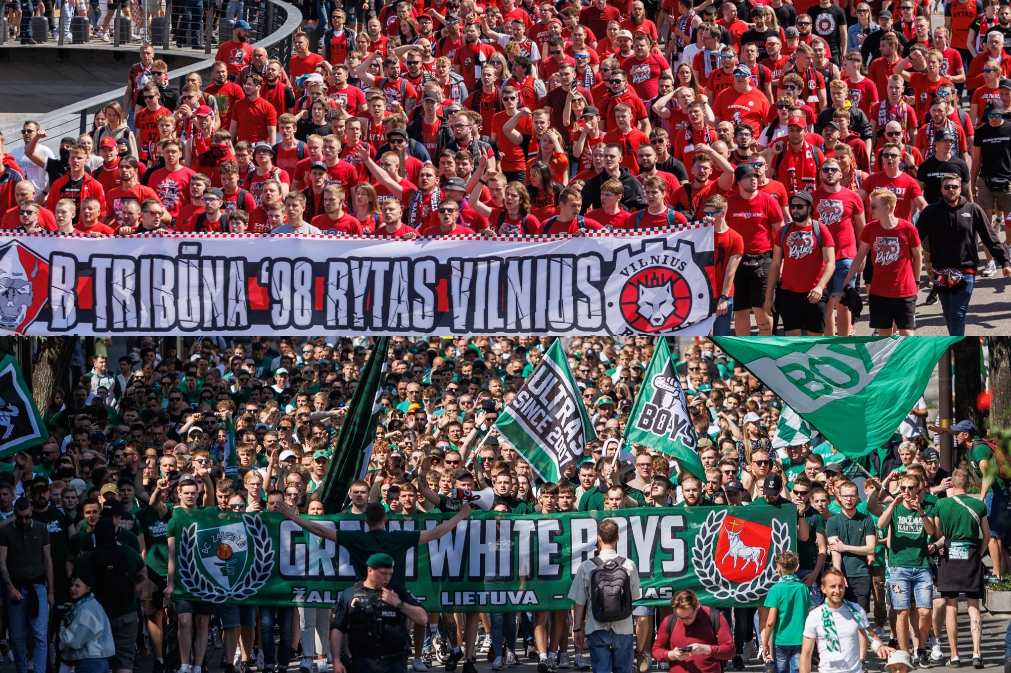 Žalgirio ir Ryto fanų eisenos