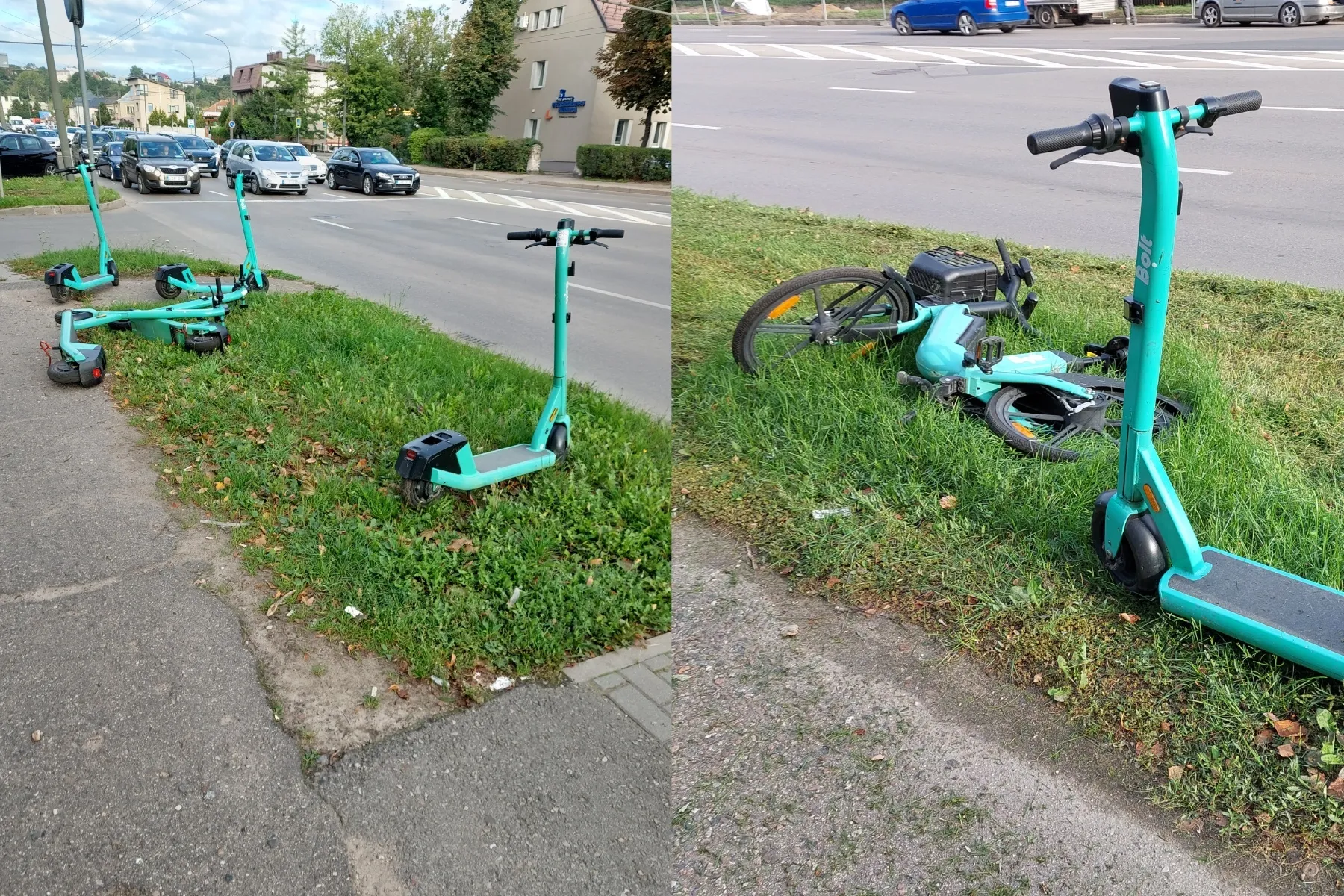 Pievoje palikti „Bolt“ paspirtukai