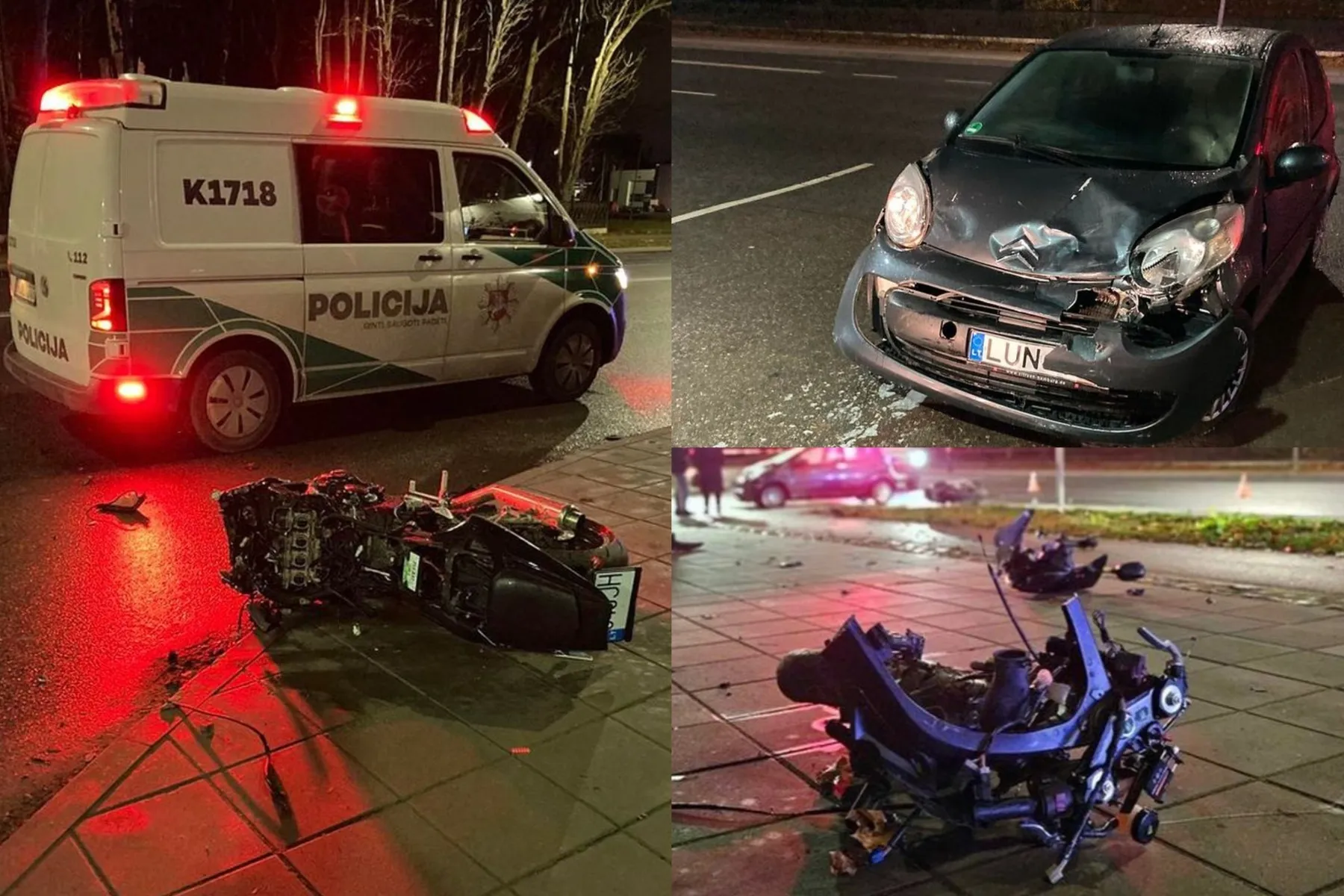 Citroen ir motociklo avarija Aleksote