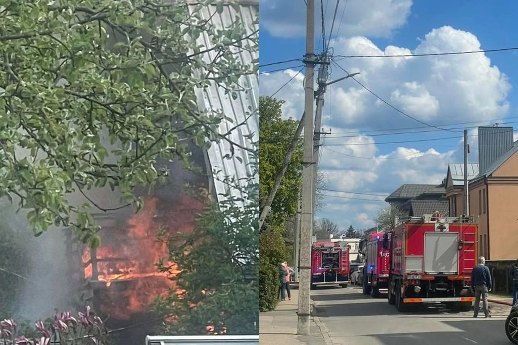 Gaisras Žaliakalnyje, dega namas