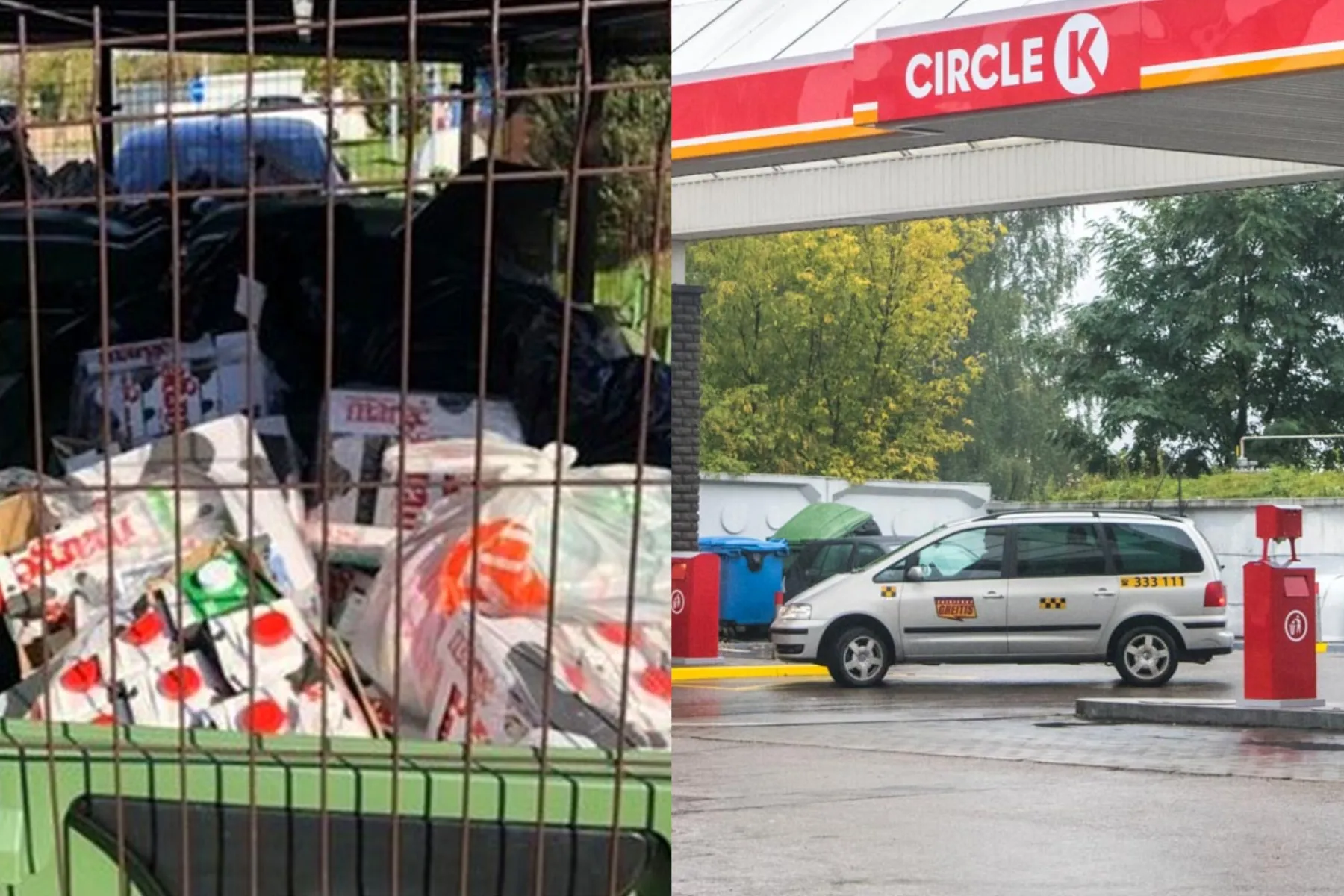 Išmestos pieno pakuotės Kauno „Circle K“