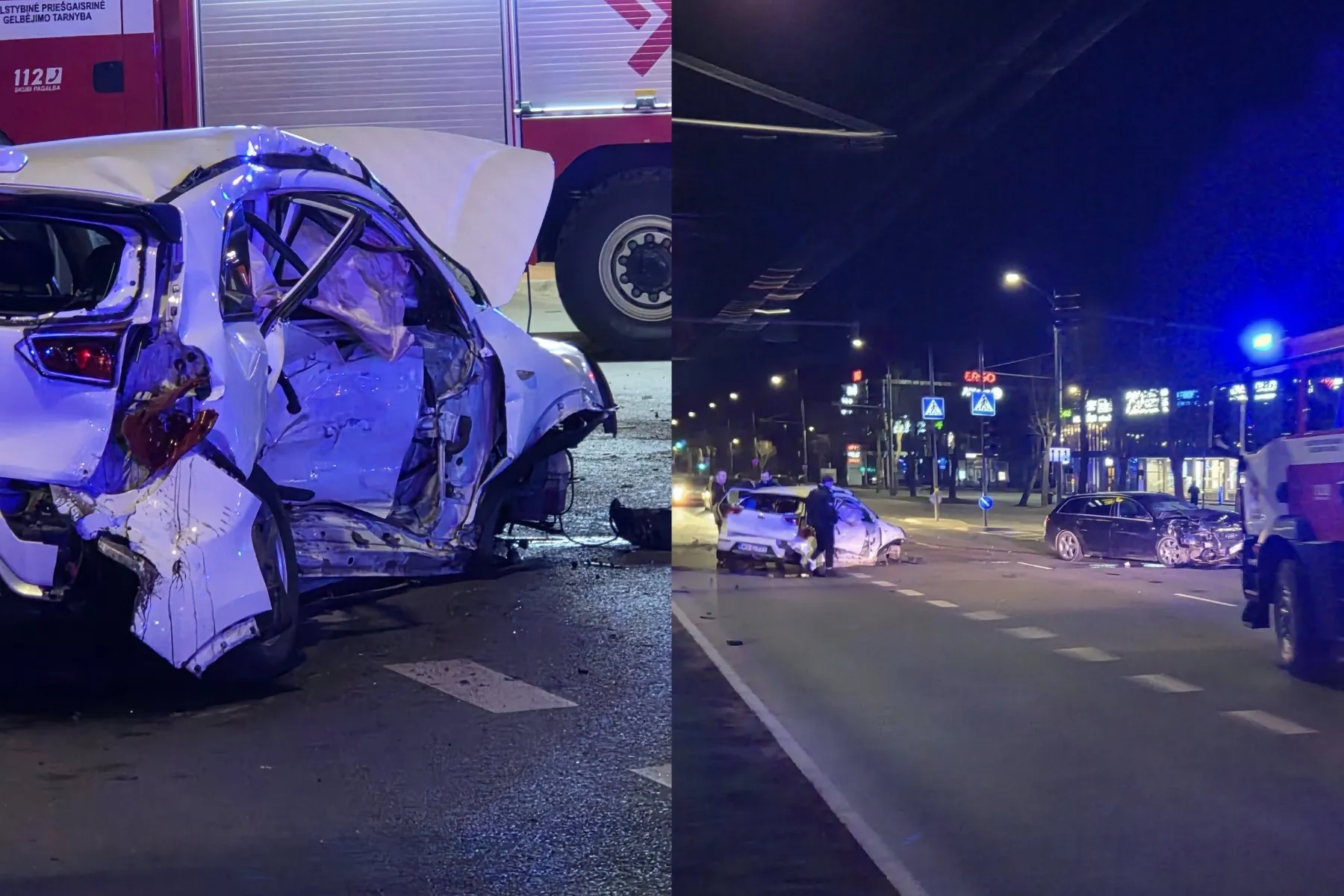 Dar vienas labai smarkus susidūrimas: iš sumaitoto automobilio ugniagesiai vadavo moterį