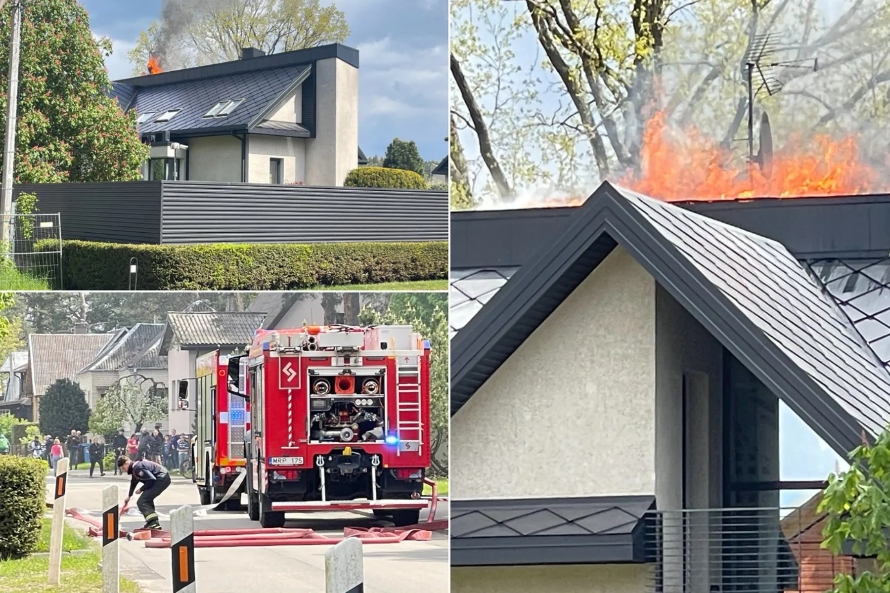 Kačerginėje suliepsnojo prabangus namas: ugnį malšina didelės ugniagesių pajėgos