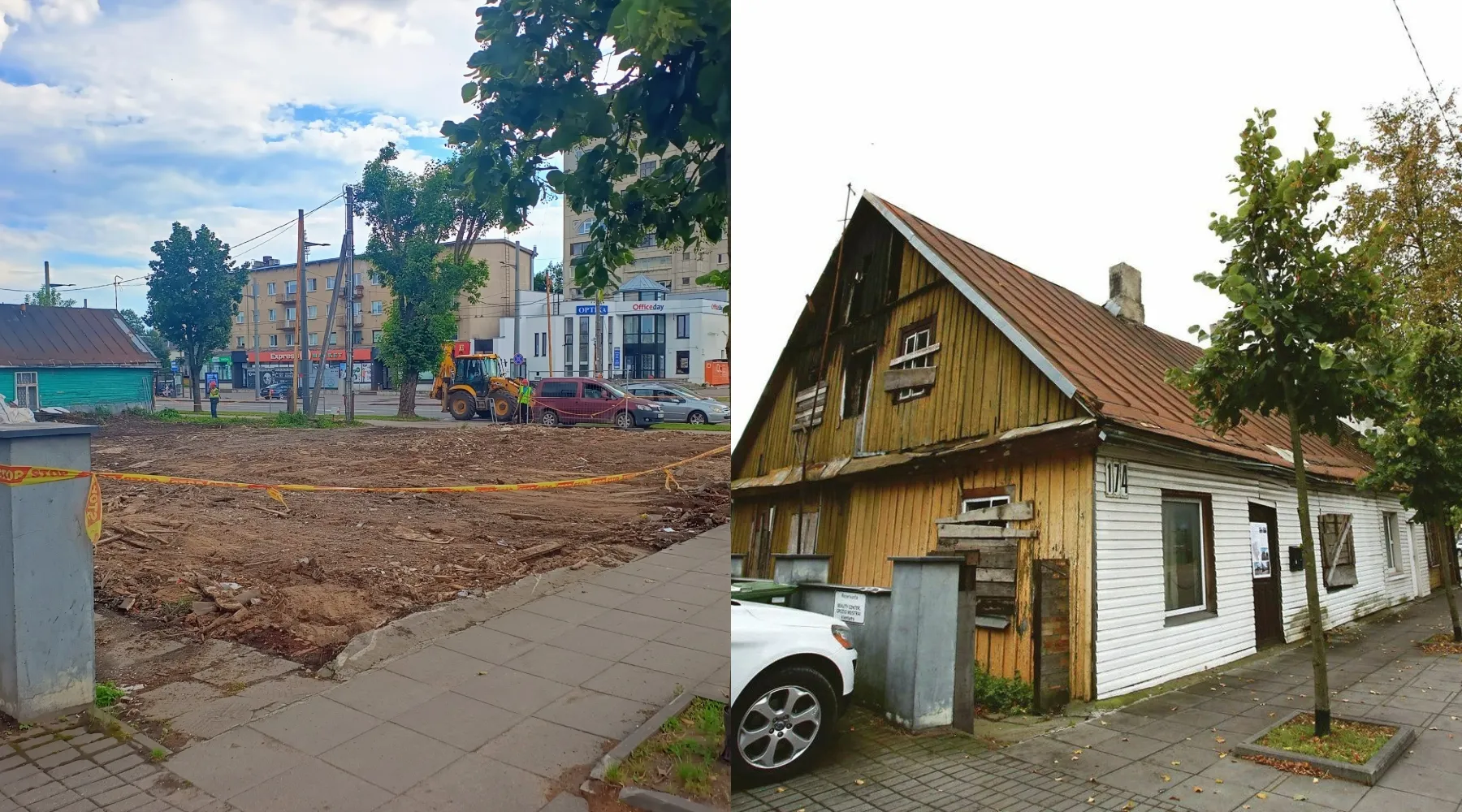 Griuvėsiai Savanorių pr. 174 sklype, anksčiau stovėjęs medinukas (A. Znamerovskio, A. Vydžiaus nuotr.)