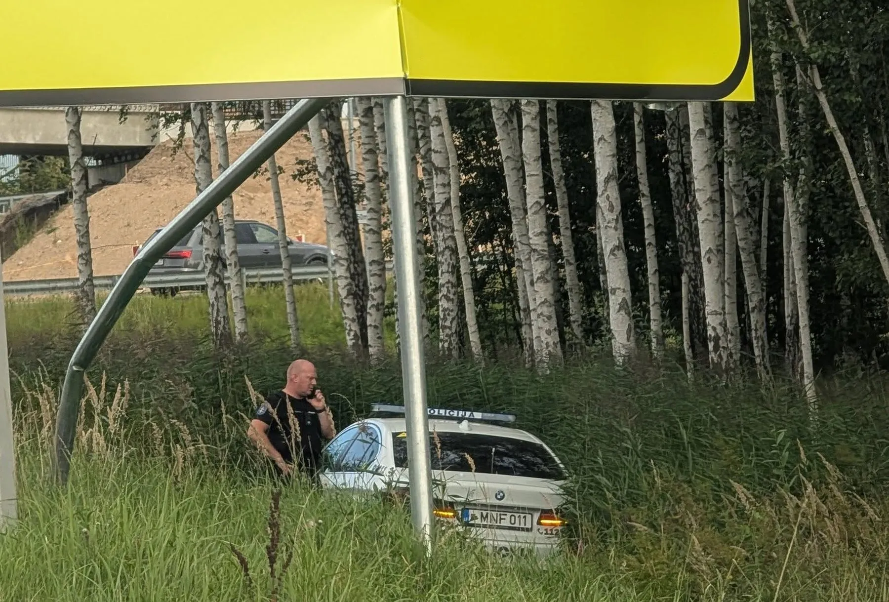 Policijos ekipažas nulėkė į griovį / Skaitytojų nuotr.