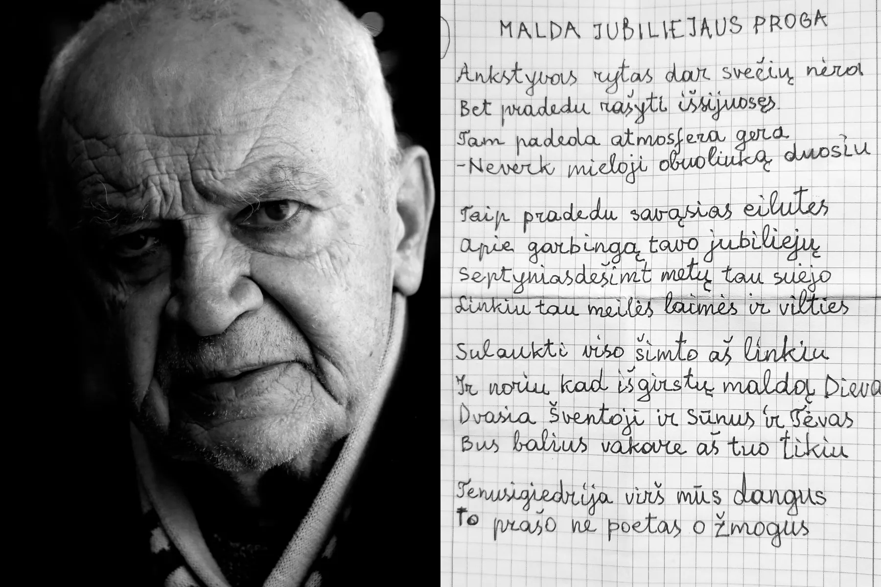 G. Patackas ir jo eilėraštis / M. Patašiaus nuotr.