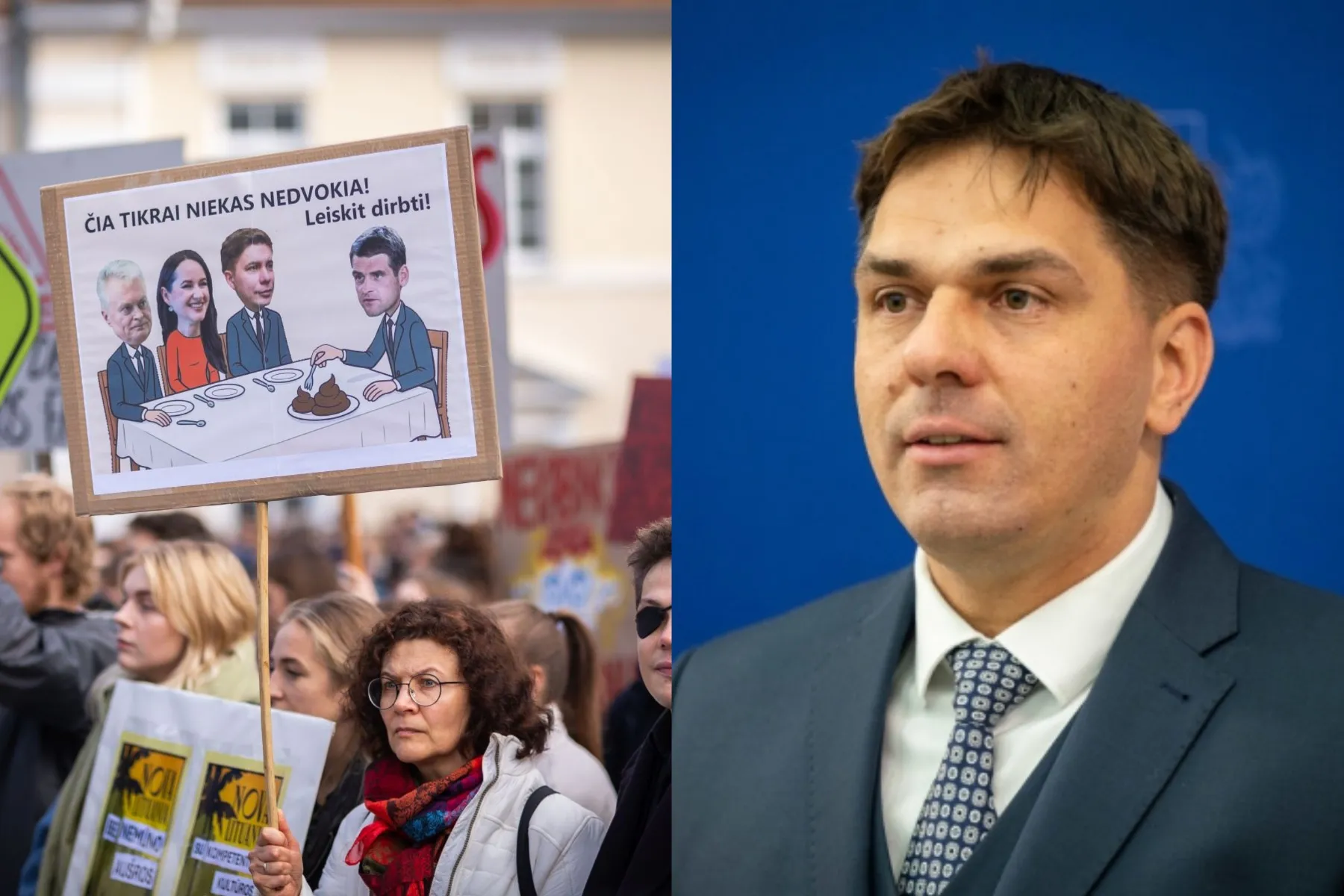 Ignotas Adomavičius ir protestas / BNS nuotr.