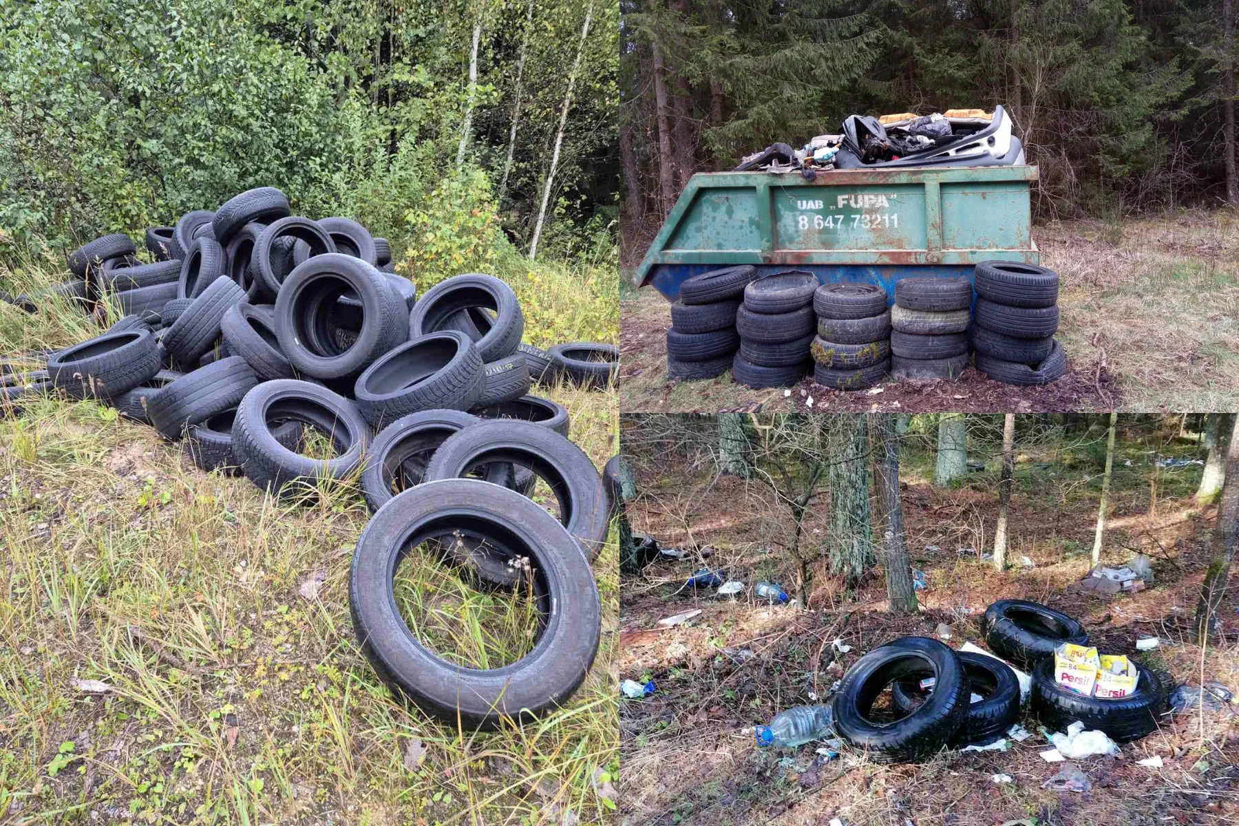 Šokiruojantis miškininkų radinys: prasidėjus padangų keitimo sezonui – 5 tonos išmestų padangų