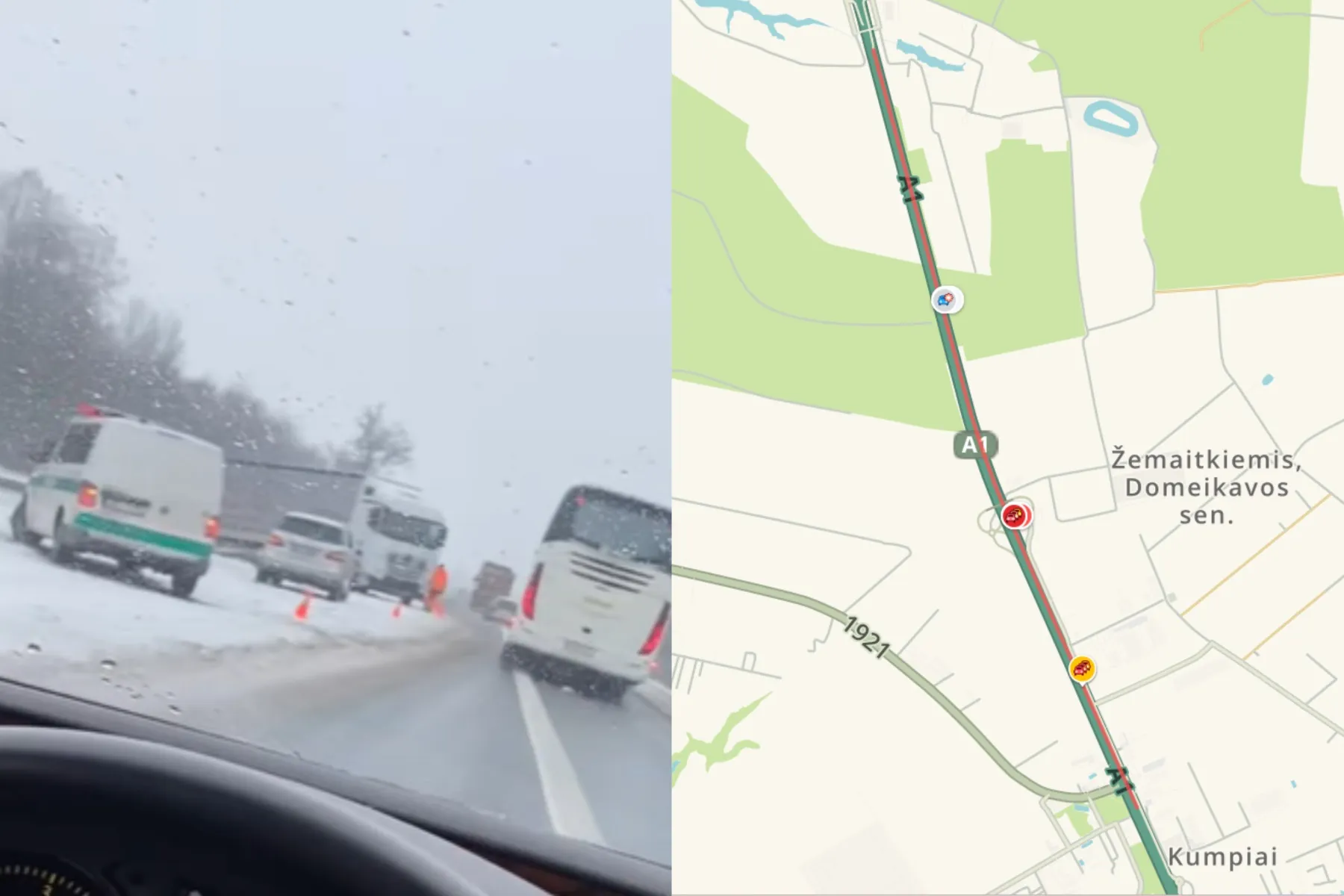 Avarija magistralėje / Waze ir Kas vyksta Kaune grupės nuotr.