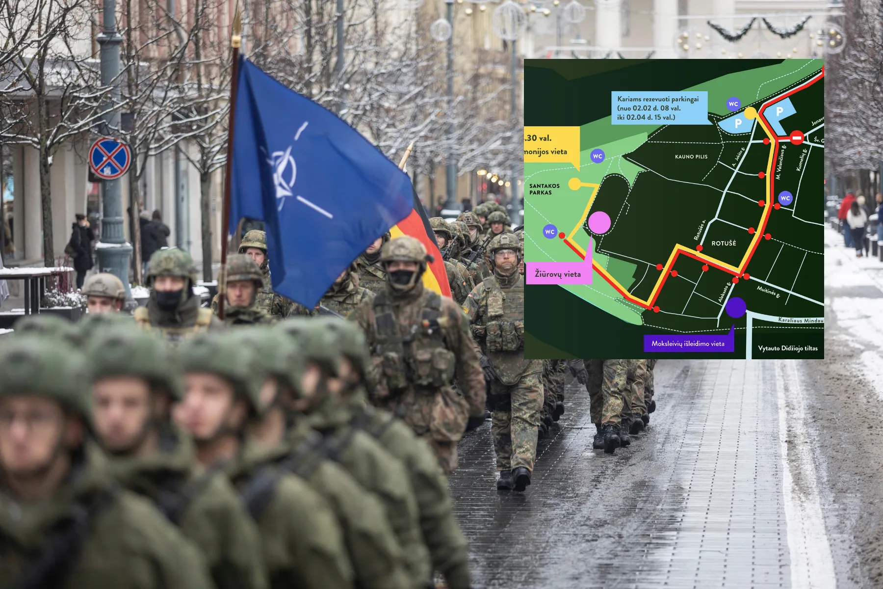 Iškilminga karių eisena / Kauno miesto savivaldybės nuotr.