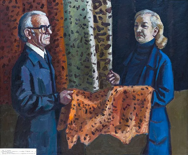 Vytautas Povilaitis: „Brigadininkė I. Itomlenskienė ir rūšiuotojas S. Sintockis“, 1981 m. / Audriaus Kapčiaus reprodukcija, Vydo Damalako kolekcija