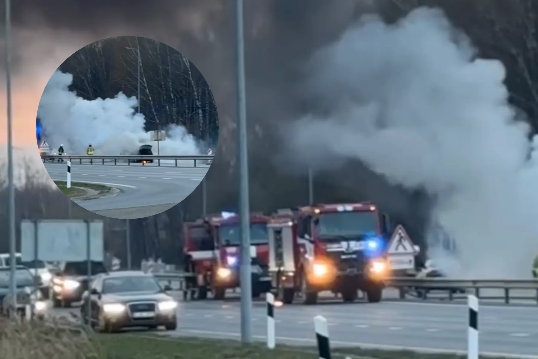 Kelyje link Kauno degė automobilis