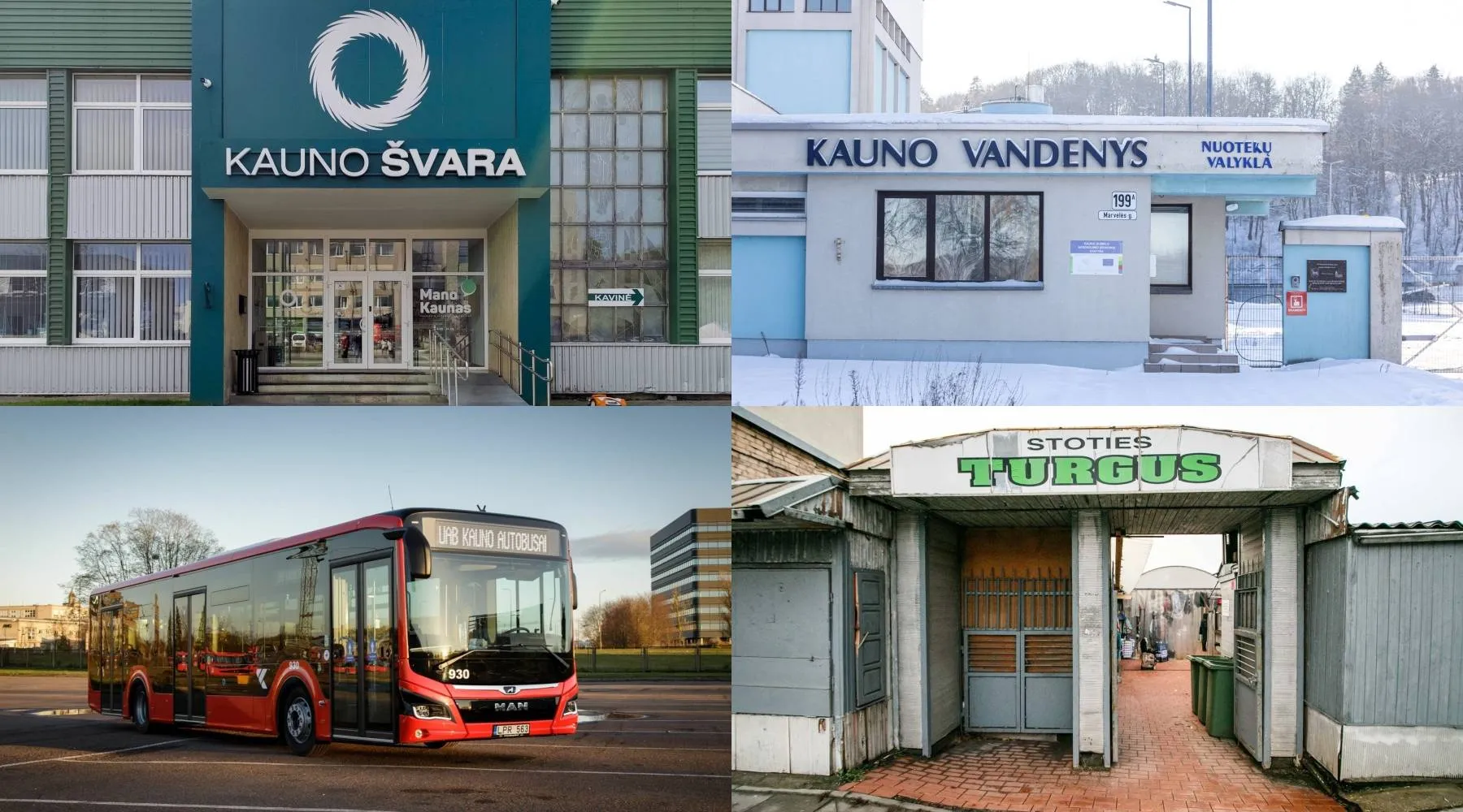 Savivaldybės įmonės – „Kauno švara“, „Kauno vandenys“, „Kauno autobusai“, „Stoties turgus“ / „Kas vyksta Kaune“ fotomontažas