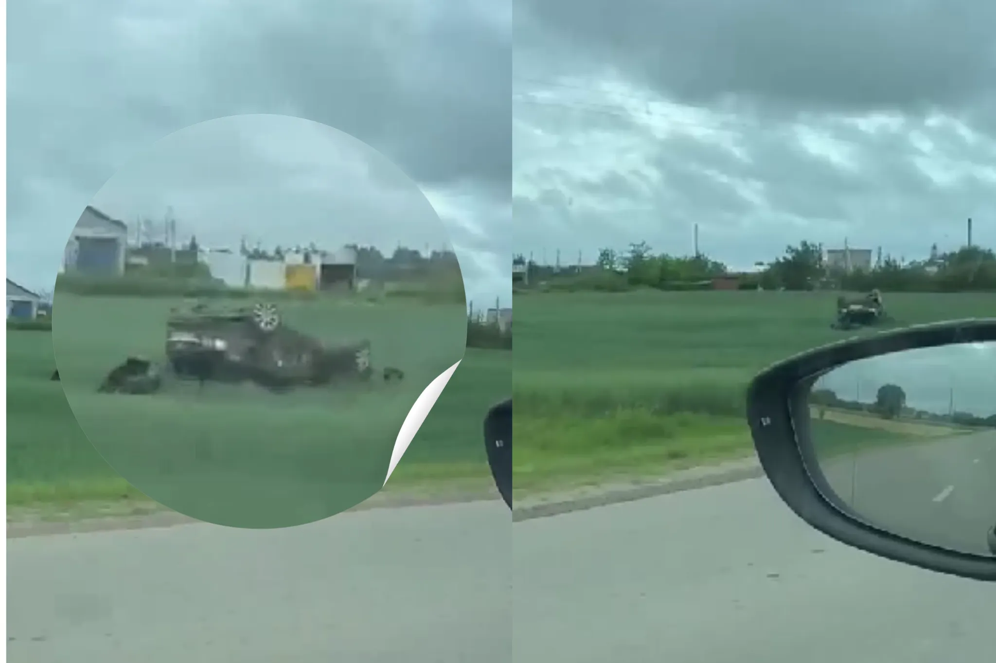 Apvirtęs automobilis Piliuonos kaime / Skaitytojo nuotr.