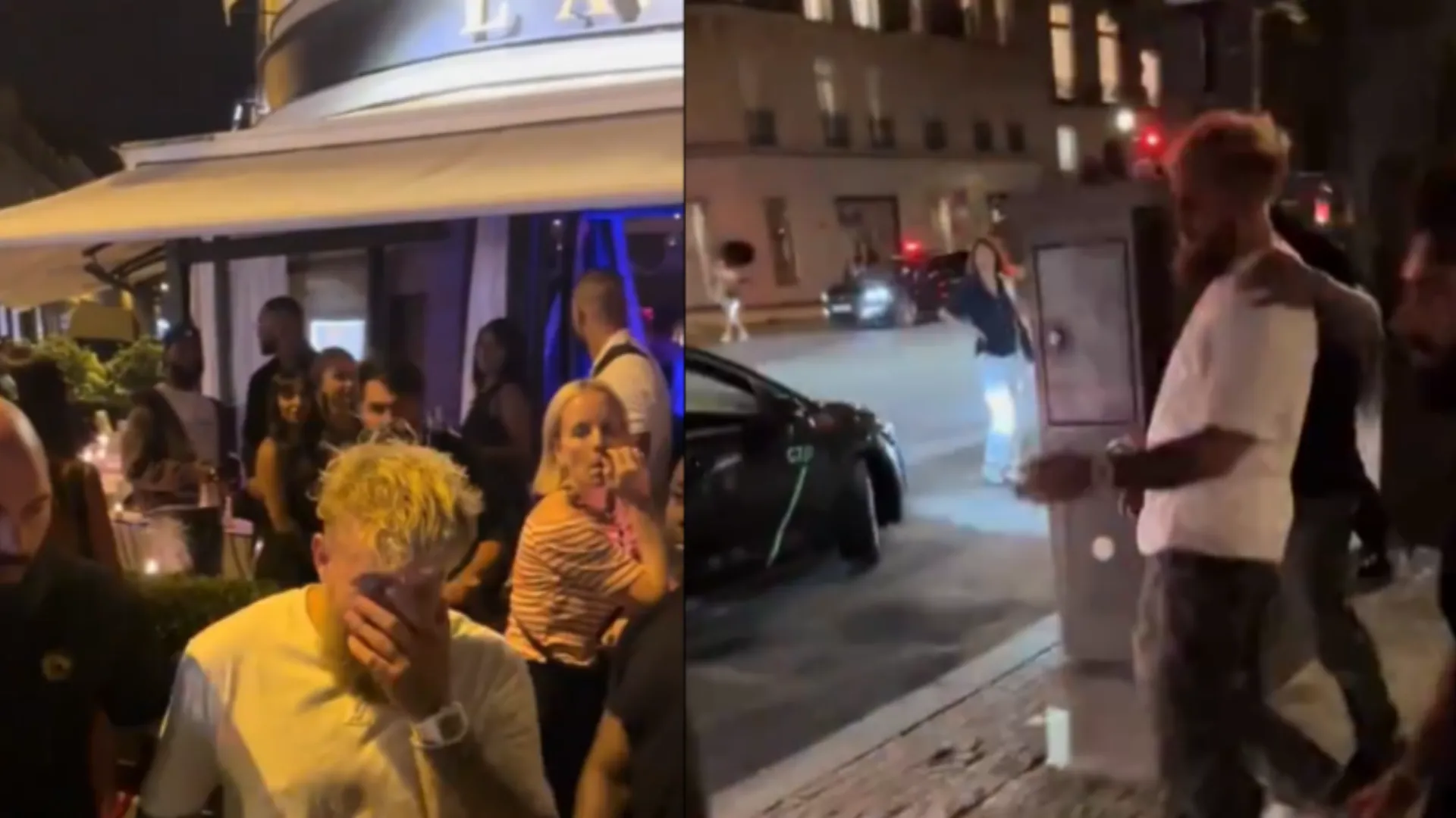 Zien: straalbezopen Jake Paul door beveiliger uit chique Parijs' restaurant geëscorteerd