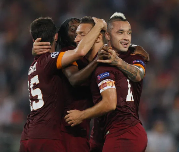 totti abbracciato roma cska 180914