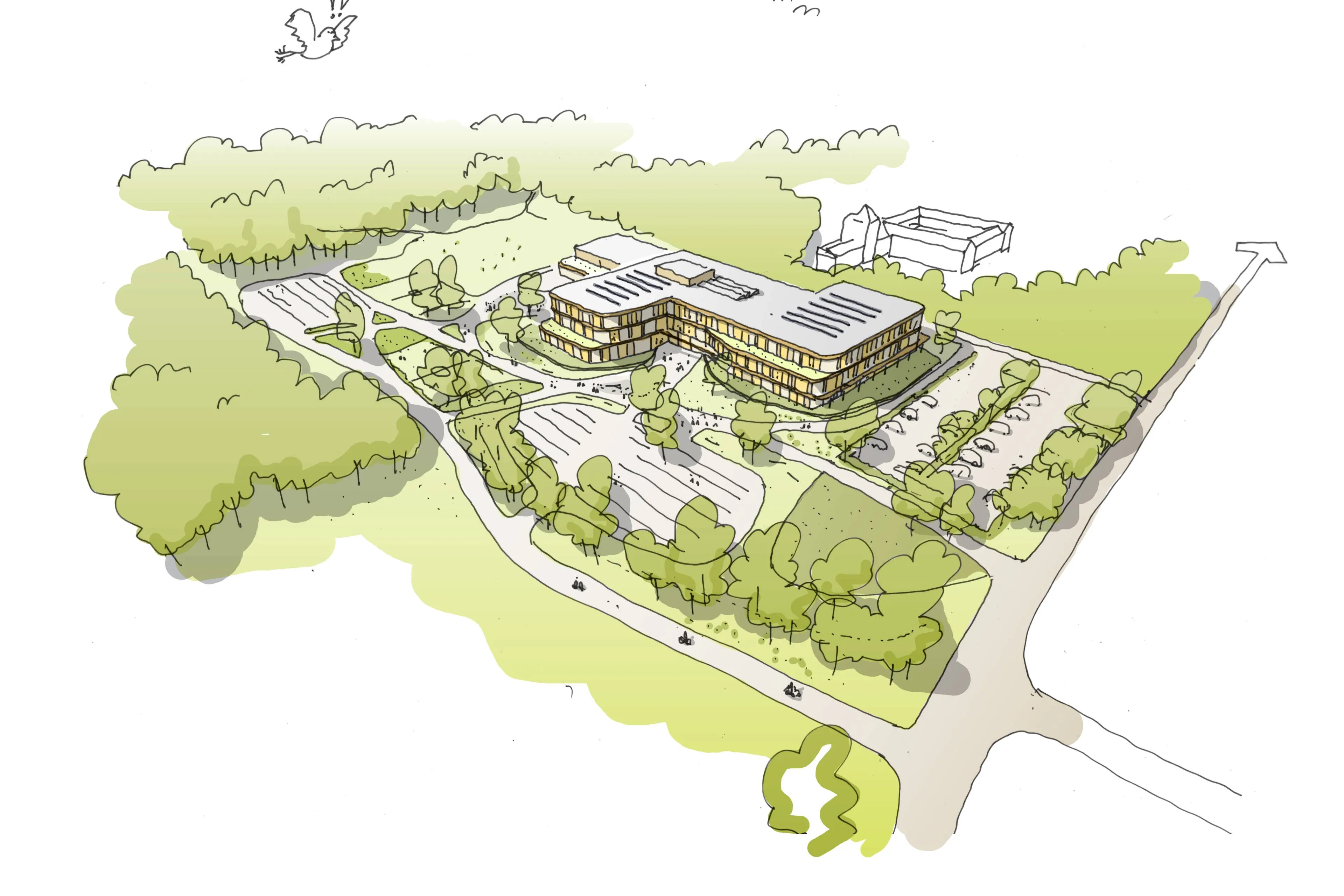 BDG Architecten - Artist impression in vogelvlucht