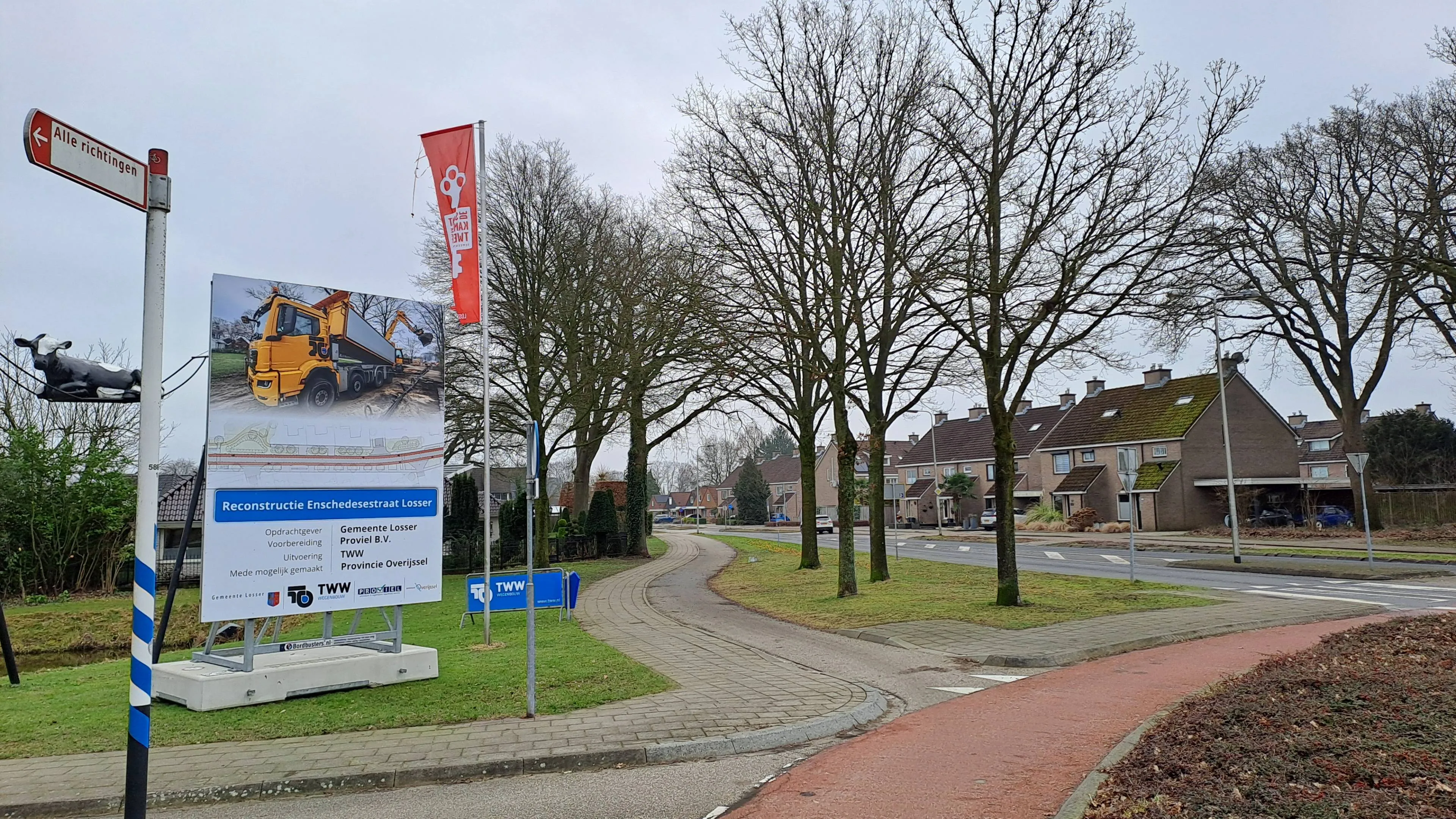 Bouwbord herinrichting Enschedesestraat in Losser