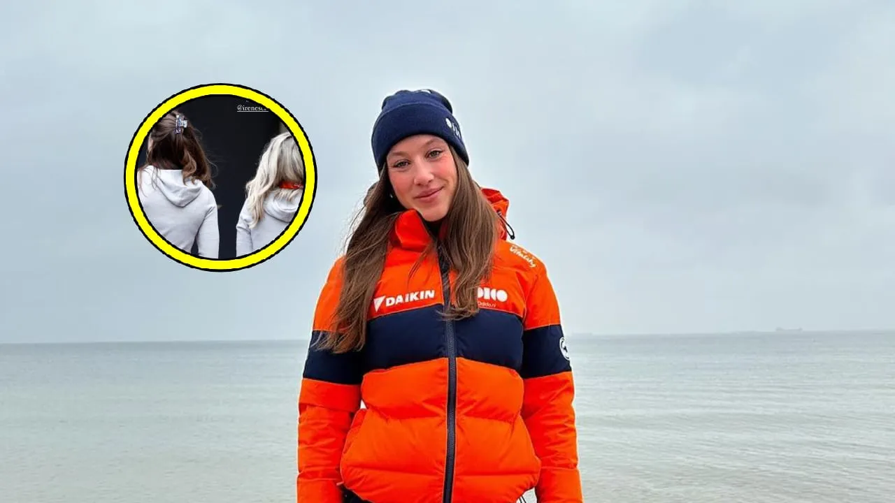 Foto: Suzanne Schulting en Irene Schouten laten hun strakke achterzijde zien
