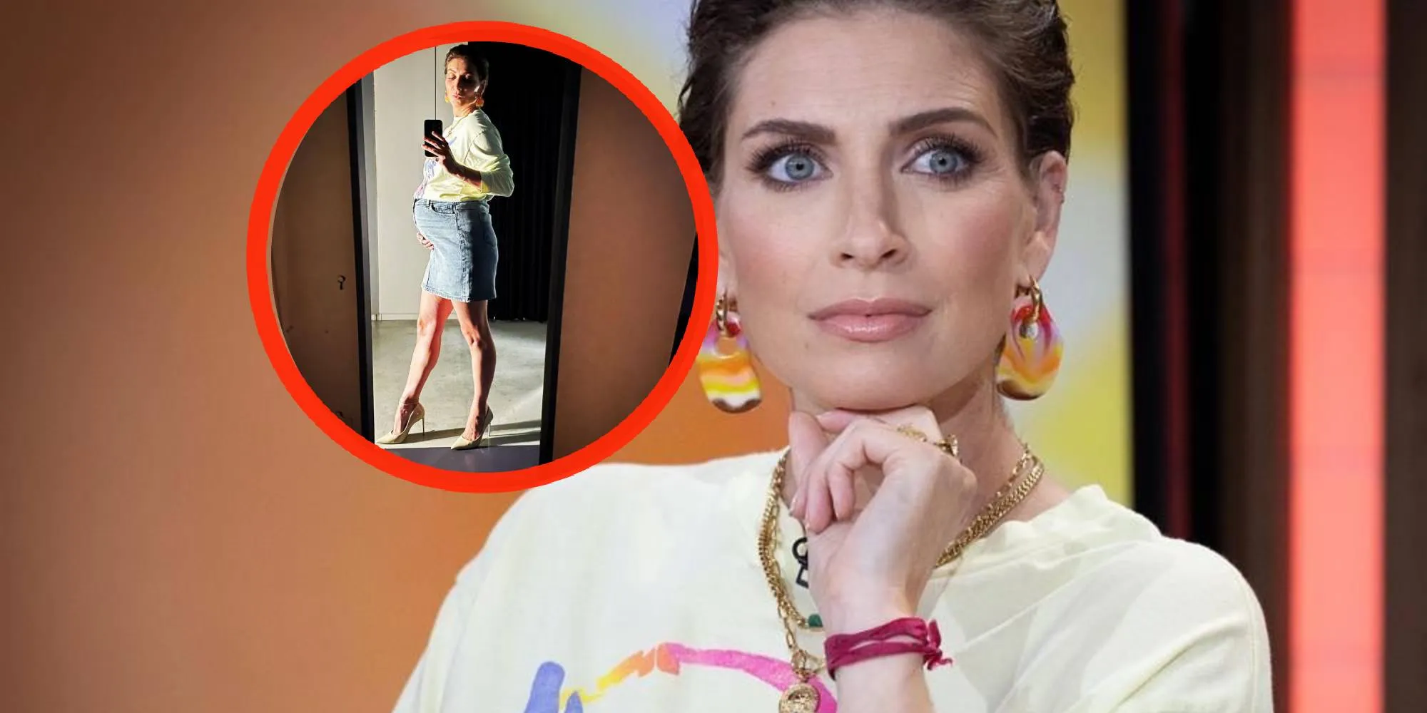 Foto: Viviënne van den Assem verstopt rond lichaamsdeel onder desk bij RTL Boulevard