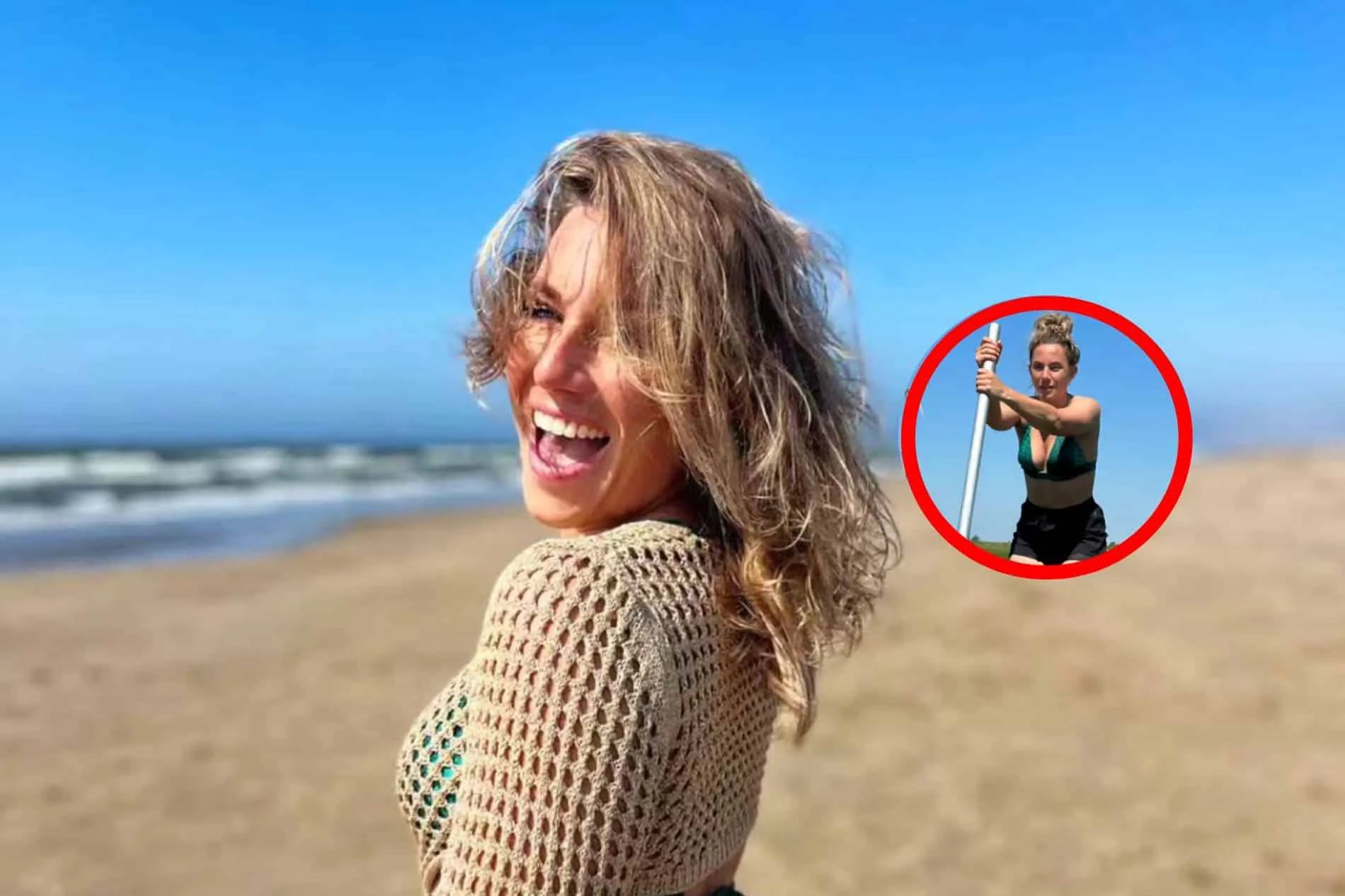 Foto: Fien Vermeulen klimt in flinke paal tijdens hittegolf
