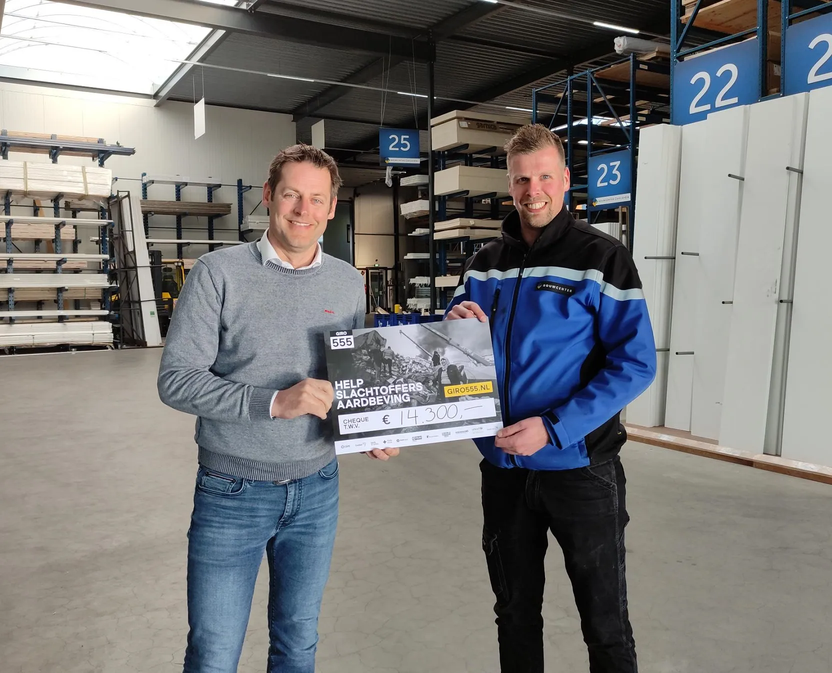 Bouwcenter Concordia haalt ruim 14.000 euro op voor Giro555