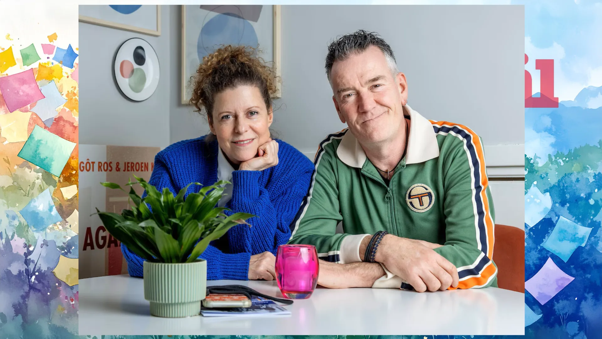 2025-11-09 actrice-komedieschrijfster-en-regisseuse-margot-ros-en-schrijver-columnist-jeroen-kleine