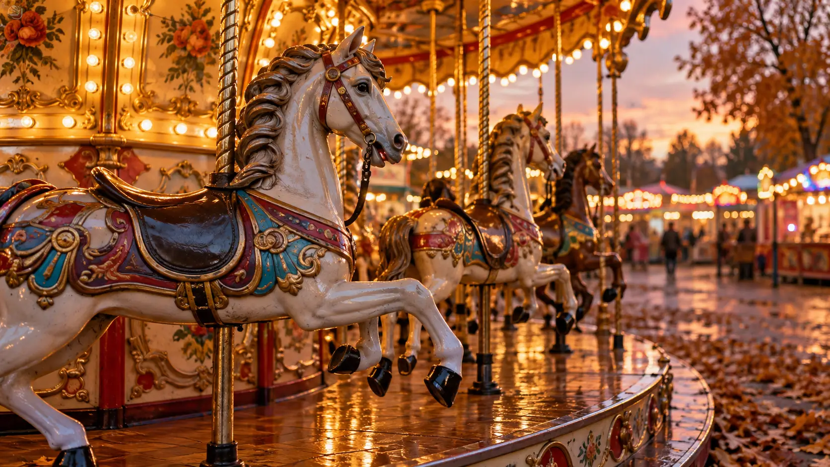 Draaimolen op een kermis. Realistisch illustratiebeeld, gemaakt met AI; geen foto van de Nunspeetse kermis.