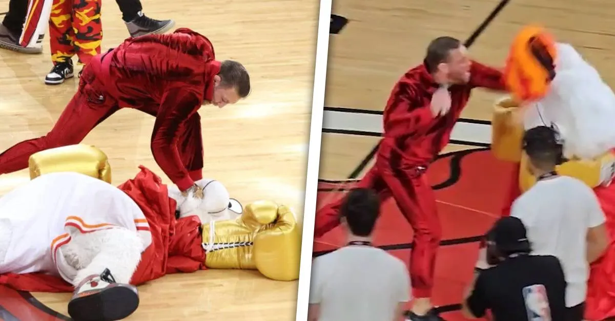 Conor McGregor slaat mascotte van Miami Heat naar spoedeisende hulp (VIDEO)