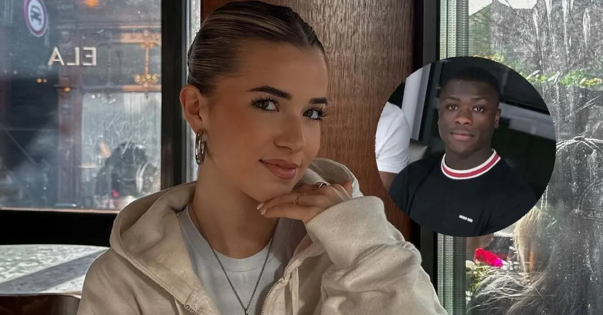 Jade Anna met Ajax-speler Brian Brobbey gespot op de tribune