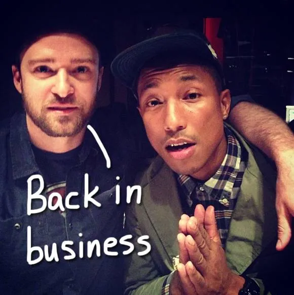 justin timberlake pharrell williams recording studio instagram oPt
