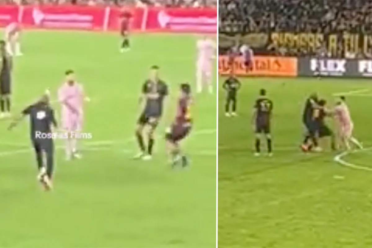 Bodyguard Messi rent tijdens Inter Miami wedstrijd razendsnel voetbalveld op en sleept fan in houdgreep naar de kant