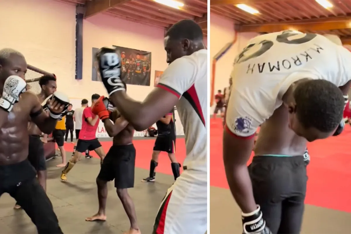 Glory kickbokser Mory Kromah krijgt reality check als UFC vechter hem tijdens het sparren in een houdgreep neemt