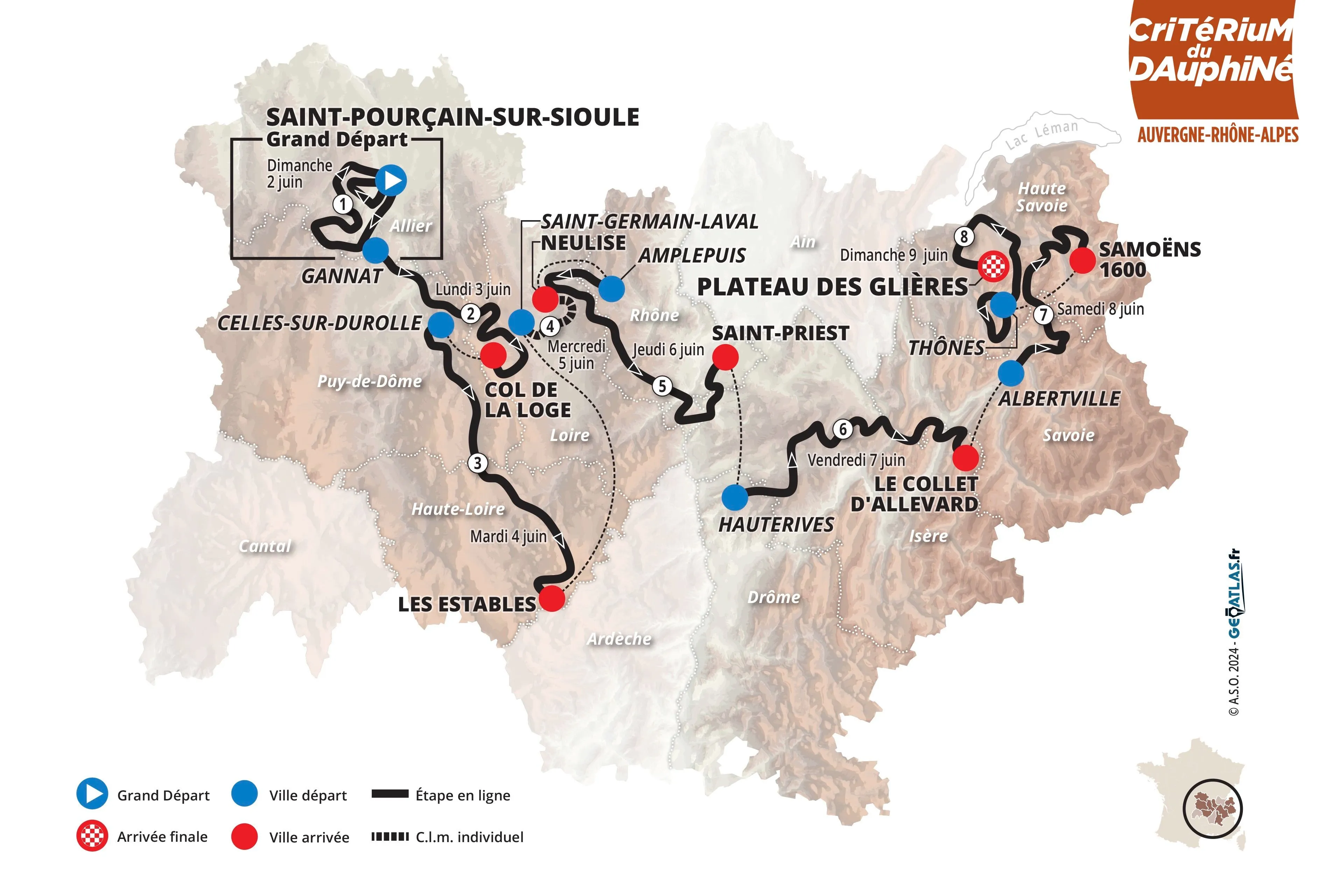 Jonas Vingegaard, Primoz Roglic und Remco Evenepoel messen sich auf 5 Bergankünften - Brutale Strecke des Criterium du Dauphiné 2024 enthüllt