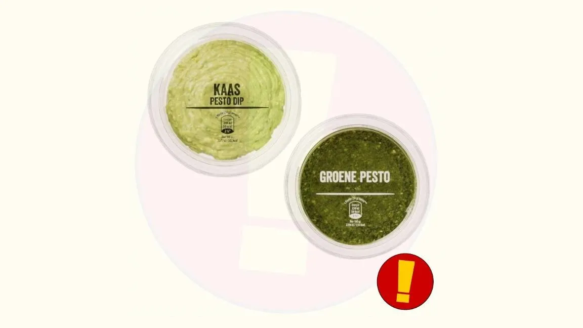 Kaas Pesto Dip en Groene Pesto van de Aldi terug om STEC-bacterie