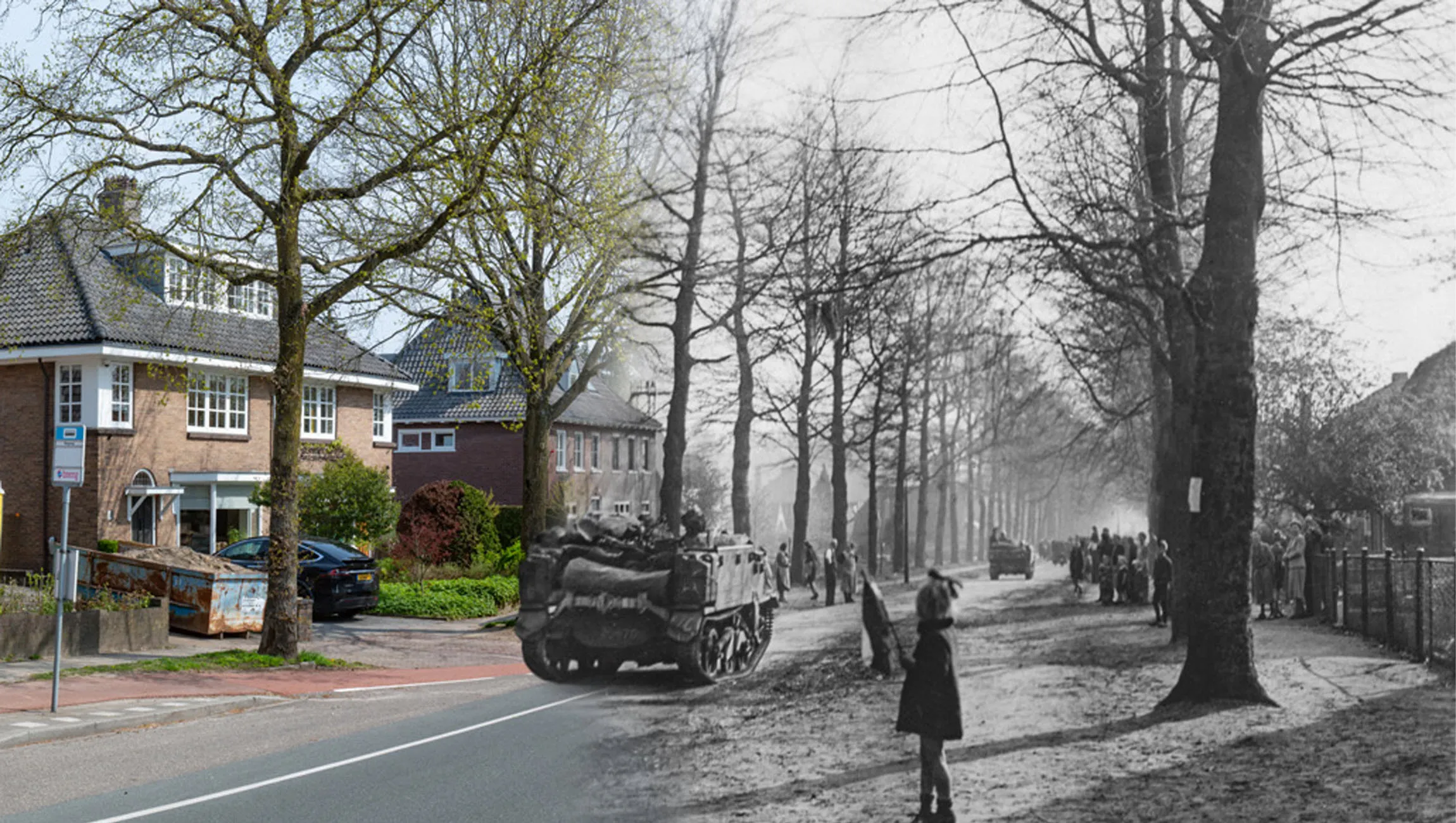bevrijding velp en rozendaal 16 april 1945 canadezen rijden over de ringallee richting rheden fotocollage 1945 2021 marc pluim