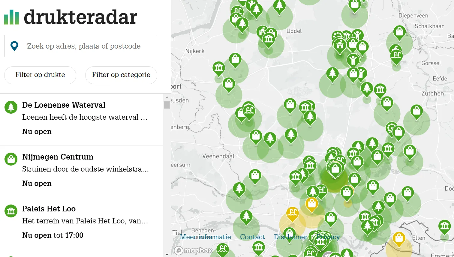 drukteradar toerisme veluwe arnhem nijmegen